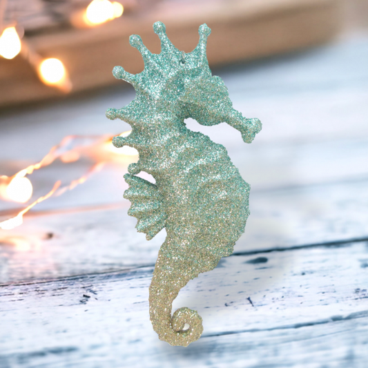 Blue Seafoam Seahorse - December Diamonds Holiday Ornament - Mellow Monkey