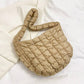 Quilted Puffer Tote - Shoulder Bag Cloud Bag: Beige