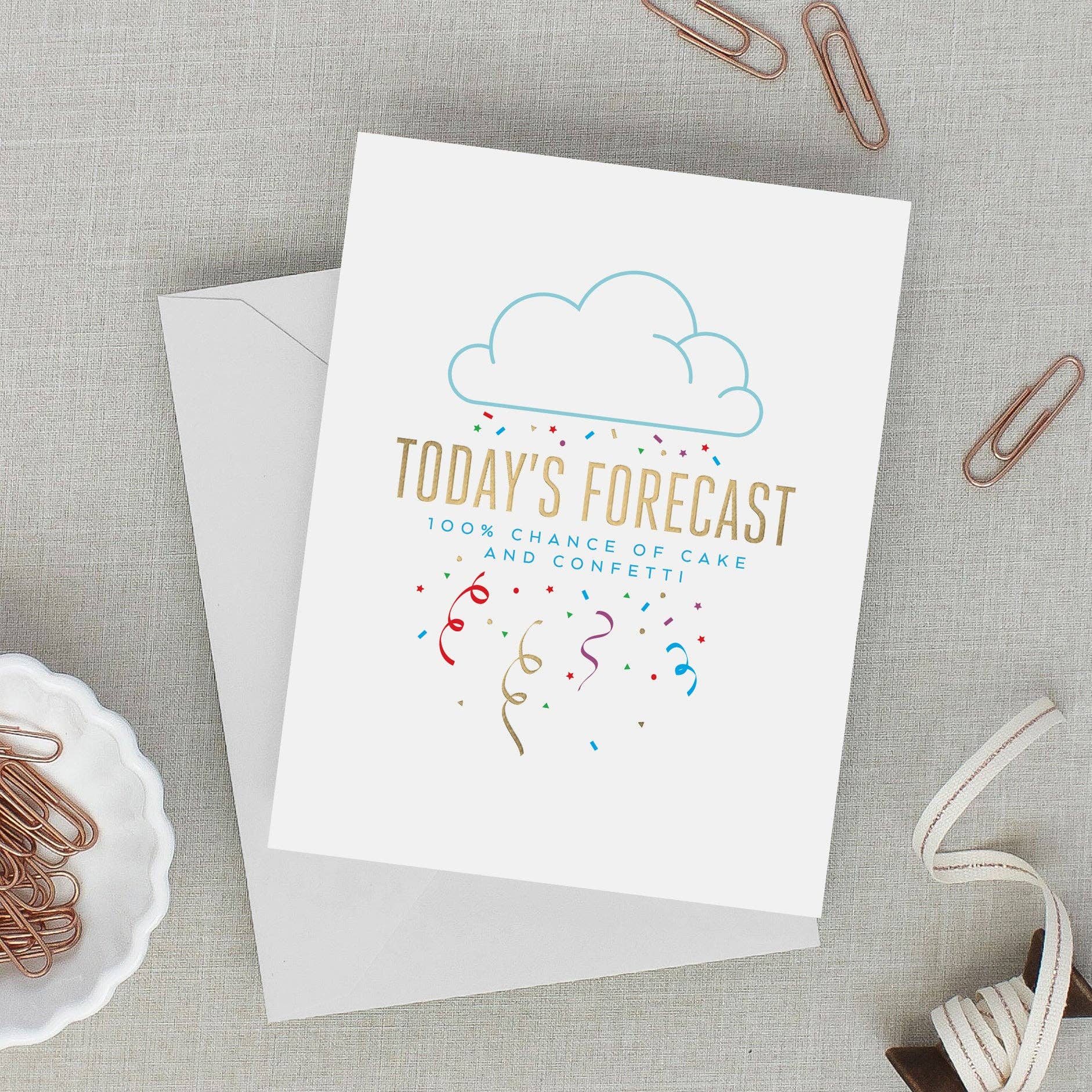 Birthday Forecast – Fun and Cheerful Gold Foil Card - Mellow Monkey