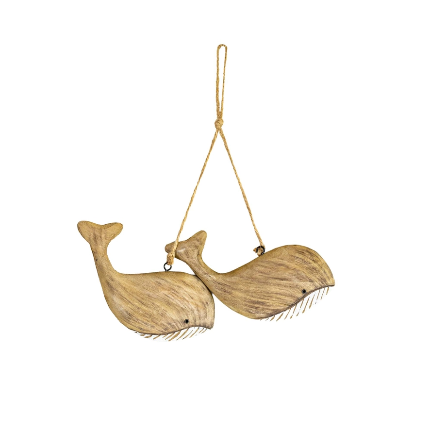 Irving Hanging Wooden Whales - 11-in - Mellow Monkey