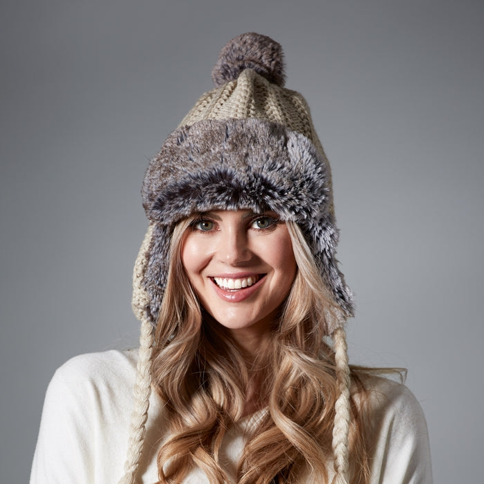 Beige Knitted Trapper Hat - Mellow Monkey
