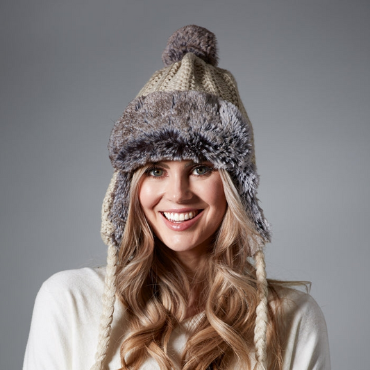 Beige Knitted Trapper Hat - Mellow Monkey