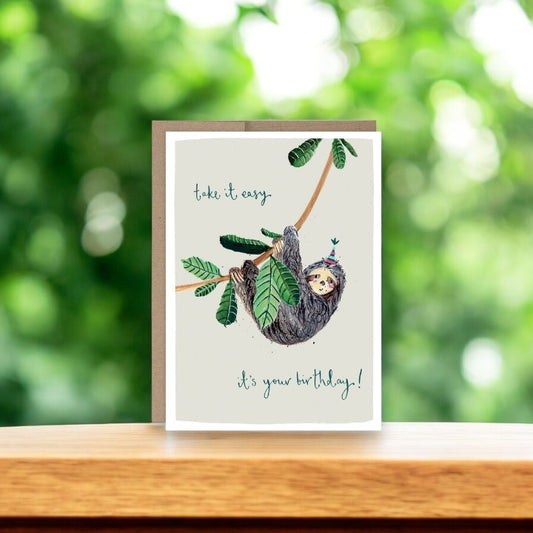 Sloth Take It Easy - Birthday Greeting Card