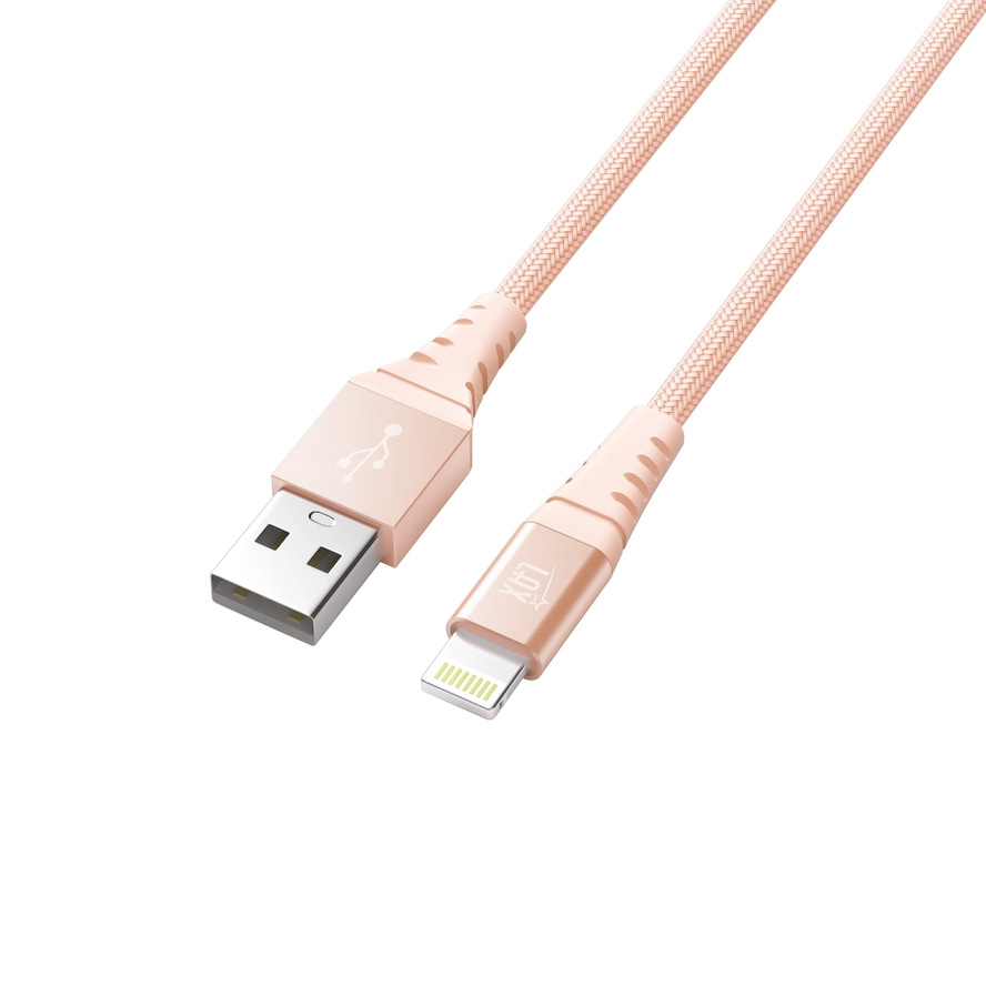 Apple Mfi Certified Lightning Cable 4-ft USB to Lightning - Fast Charging & Syncing - Rose Cloud - Mellow Monkey