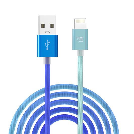 Apple Mfi Certified Lightning Cable 4-ft USB to Lightning - Fast Charging & Syncing - Ombre Blue - Mellow Monkey