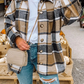 Plaid Flannel Shacket Jacket Women - Brown