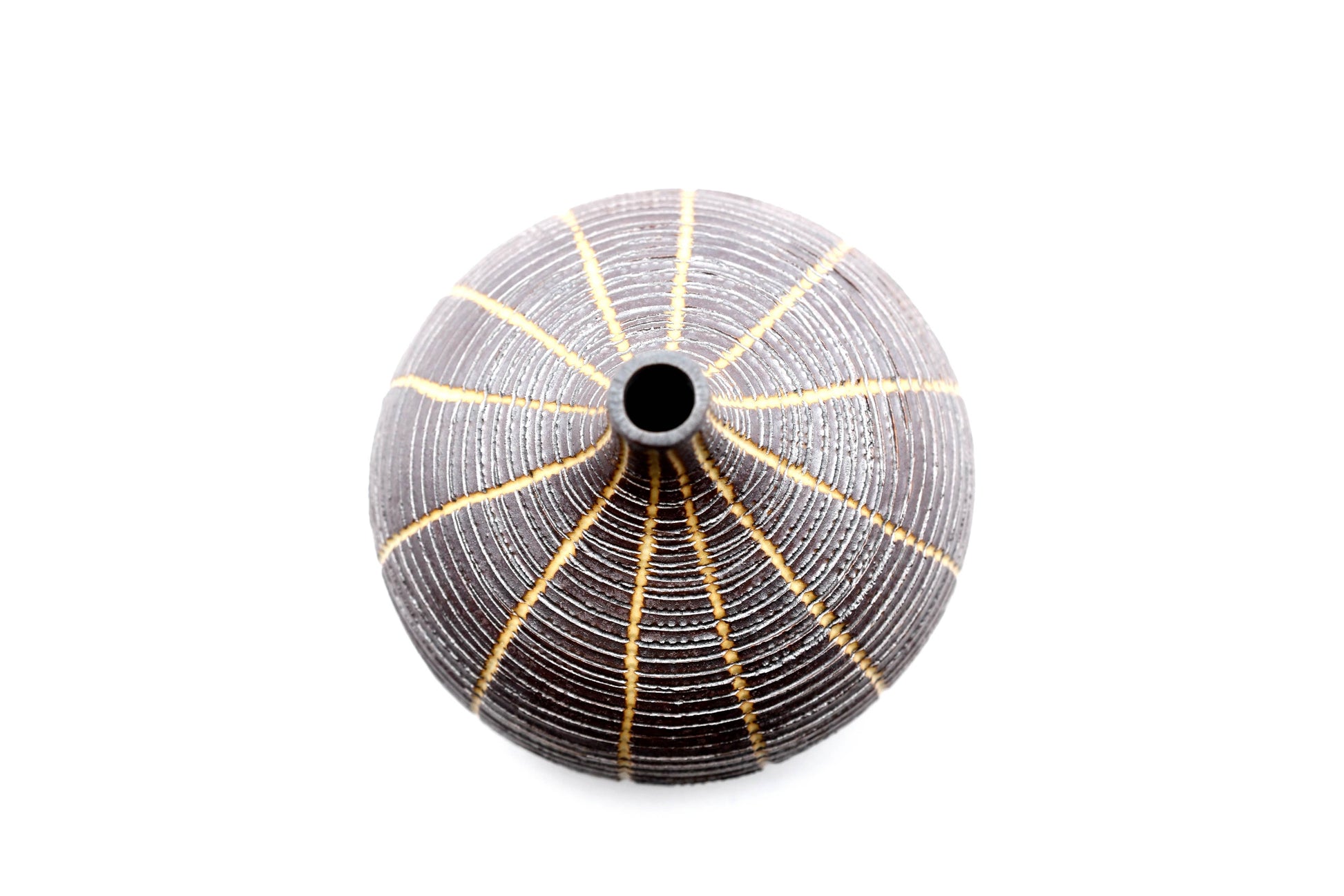 Tiny Congo - Handcrafted Porcelain Bud Vase - Brown with Gray Stripes - 2.5 x 2.5 x 2.6 in - Mellow Monkey