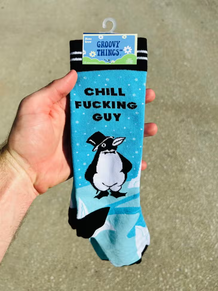 Chill Fucking Guy - Men's Crew Socks - Mellow Monkey