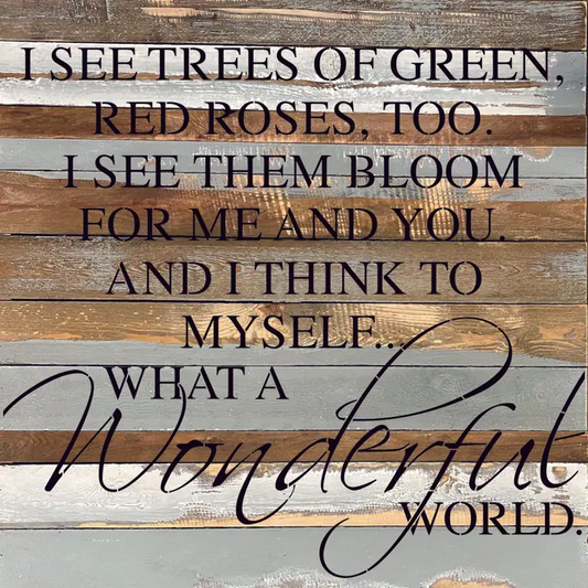 What A Wonderful World - Oversized Reclaimed Repurposed Wood Wall Decor Art - 28-in