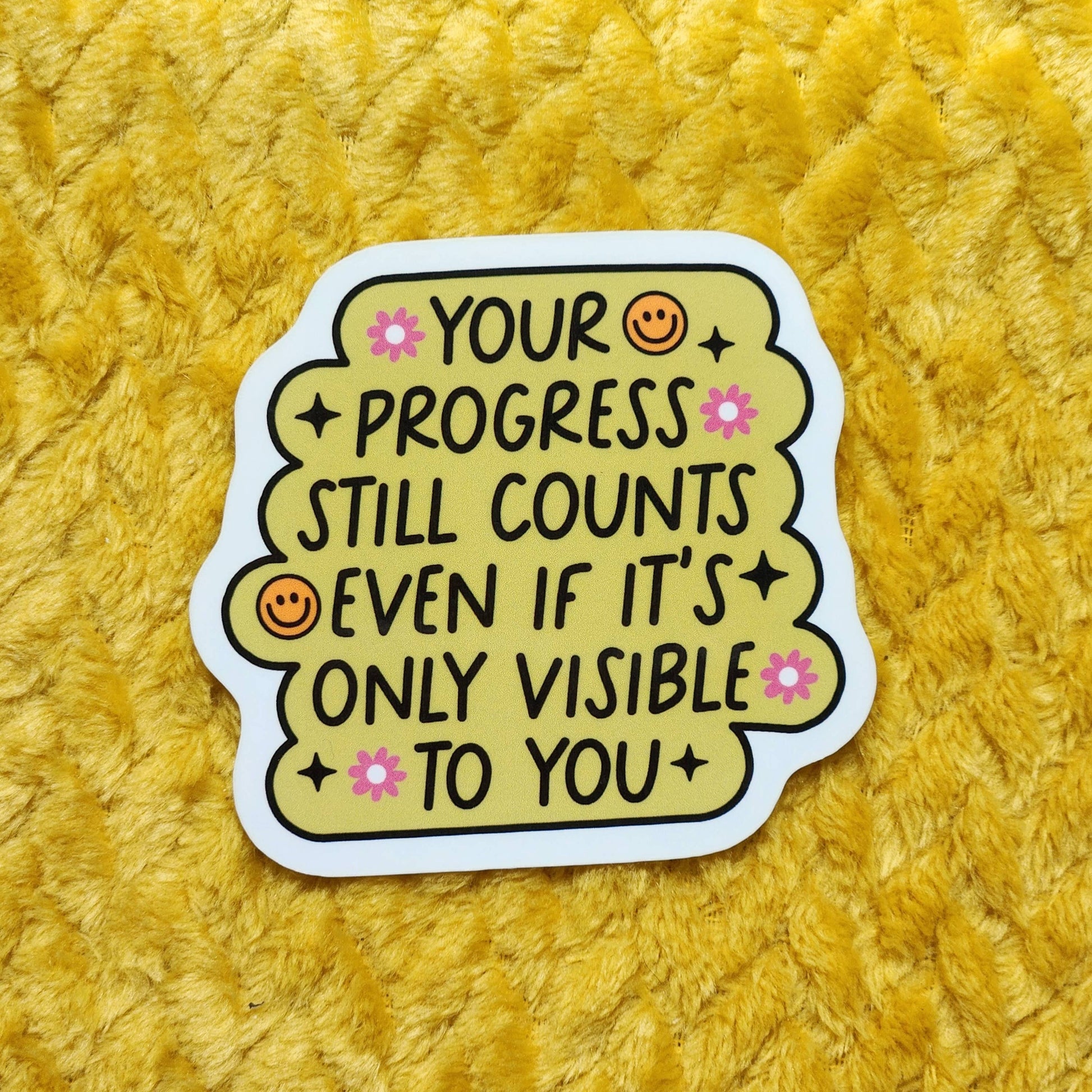 Self progress sticker mental health retro cute: Holographic - Mellow Monkey
