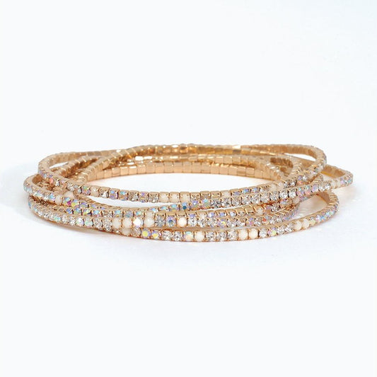 Bracelet - Six Strands AB Crystals - Mellow Monkey
