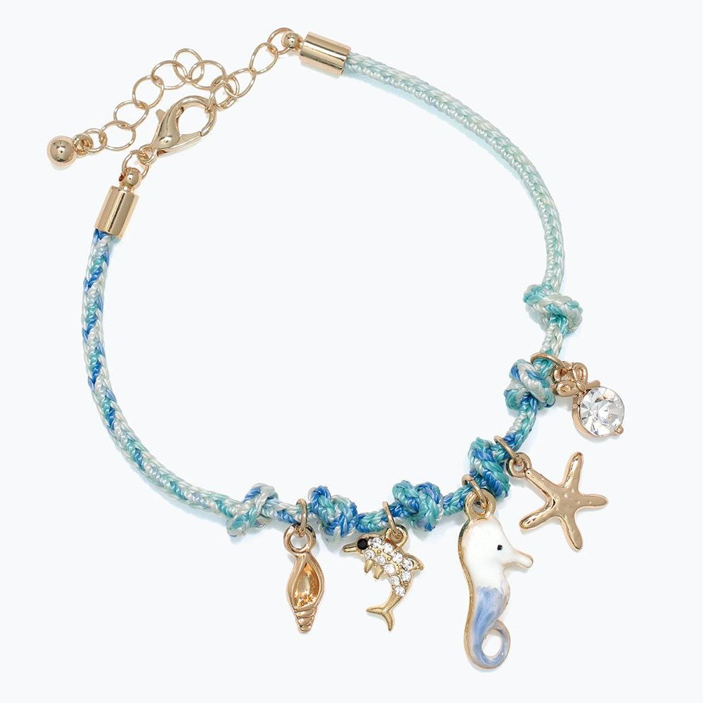 Aqua Cord With Sea Life Charm - Bracelet - Mellow Monkey