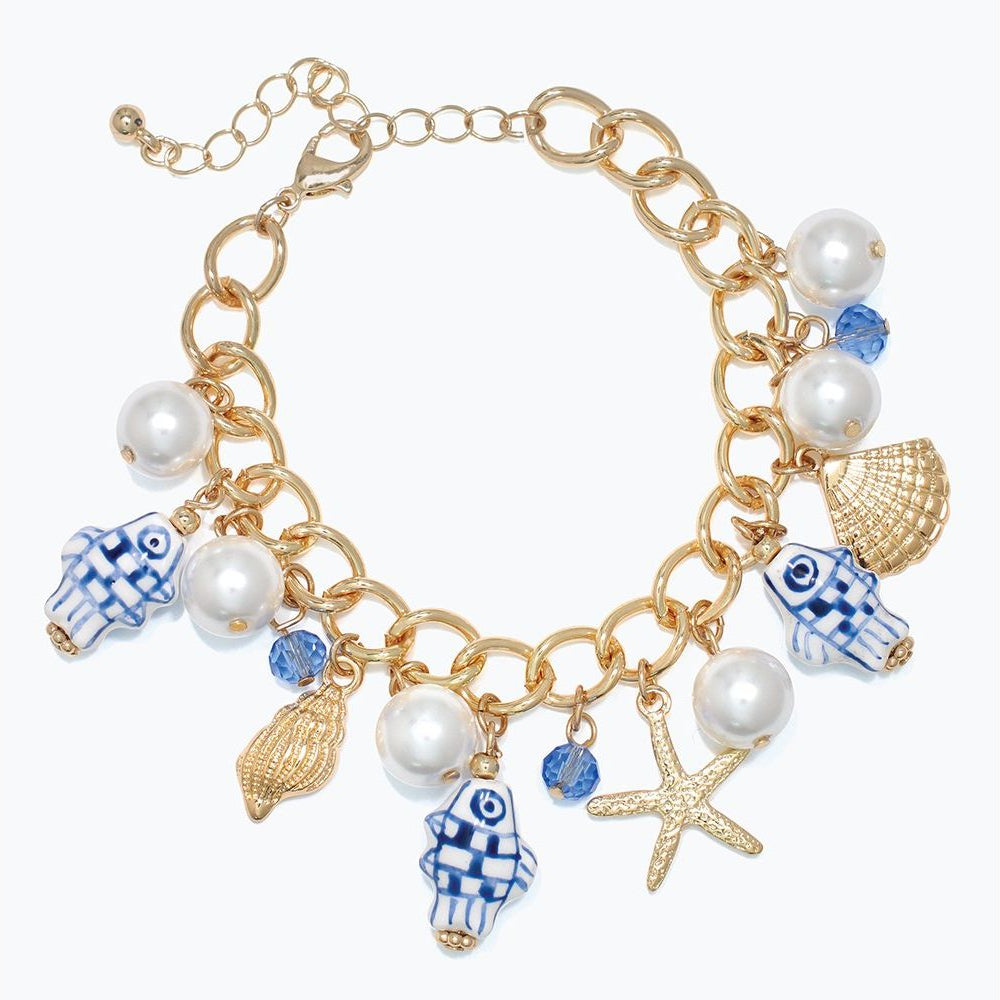Painted Fish With Gold Sealife - Bracelet - Mellow Monkey