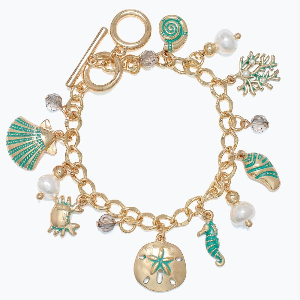 Gold Sea Life With Pearls - Bracelet - Mellow Monkey