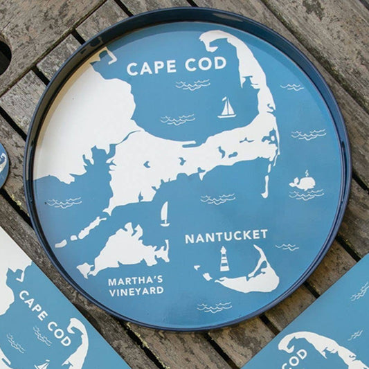 Coastal Cape - 15-Inch Round Serving Tray - Mellow Monkey