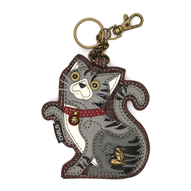 Gray Tabby Cat - Chala Coin Purse/Key Chain - Mellow Monkey