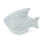 Mini Fish Porcelain Ceramic Sculpture Ornament - White with Blue Stripes - 4 x 2.5 x 3.5 in - Mellow Monkey