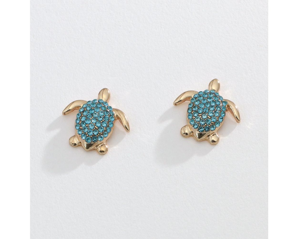 Turtles with Aqua Crystals - Earrings - Mellow Monkey