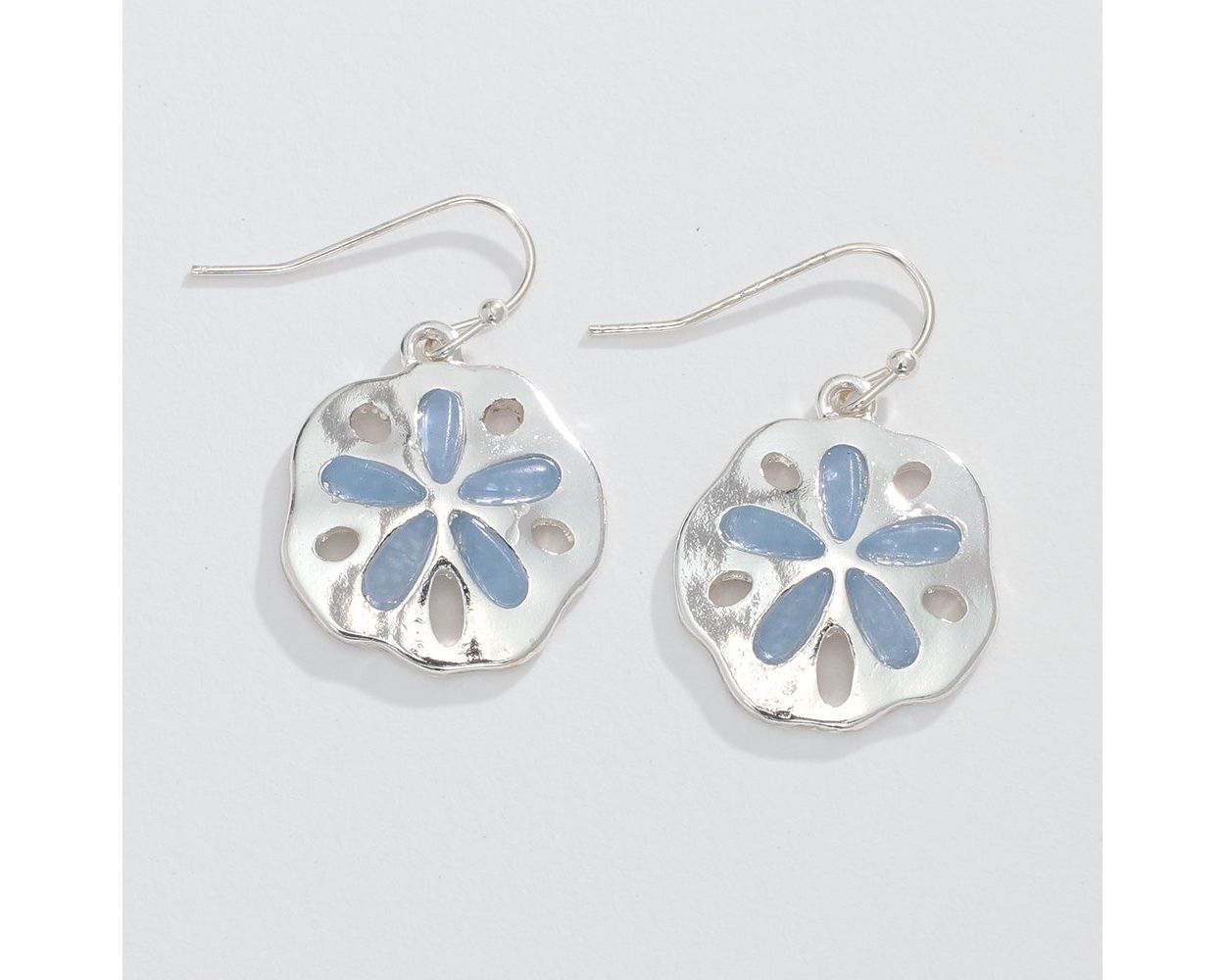 Blue Sea Glass Sand Dollar - Earrings - Mellow Monkey