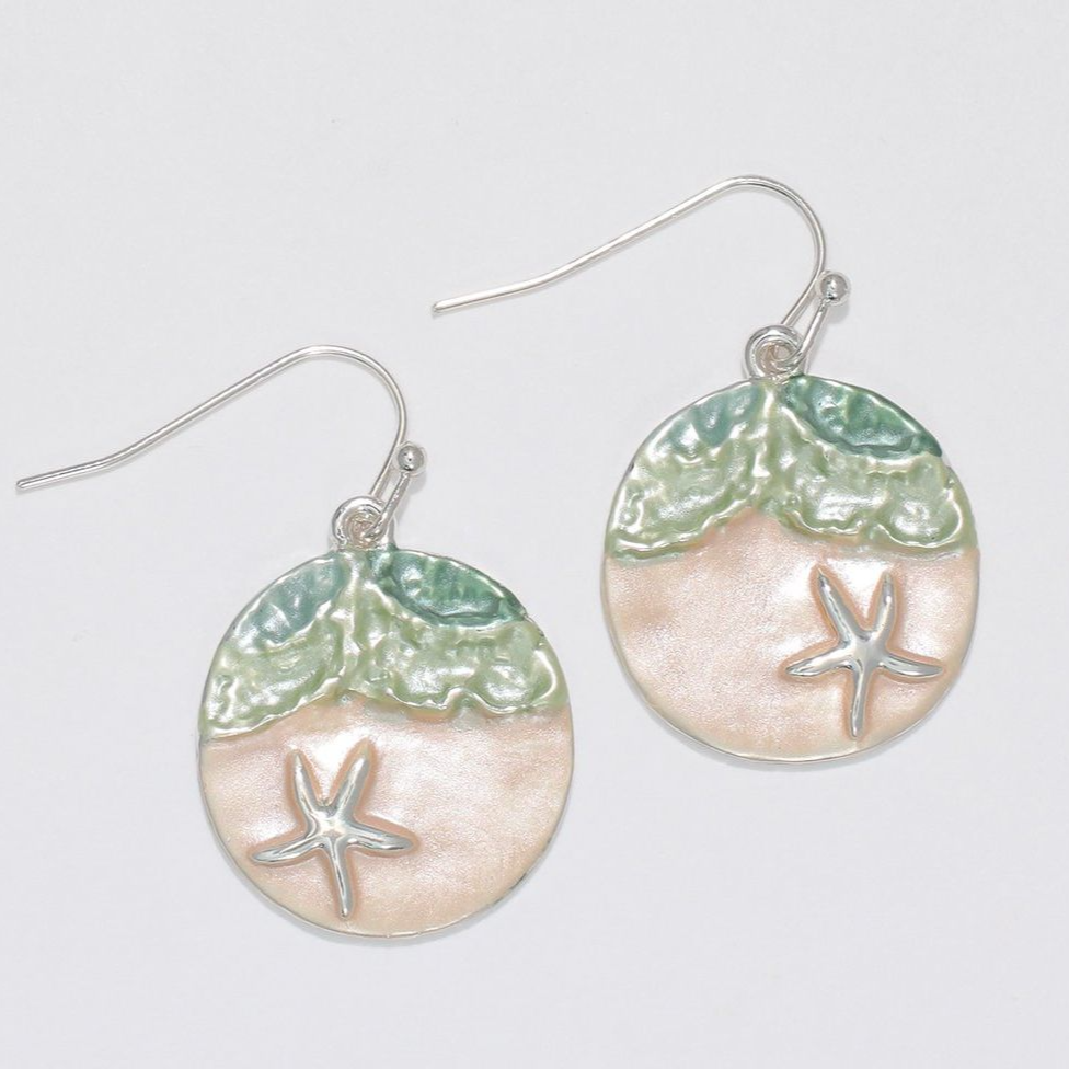 Silver Starfish on the Beach Earrings - Mellow Monkey