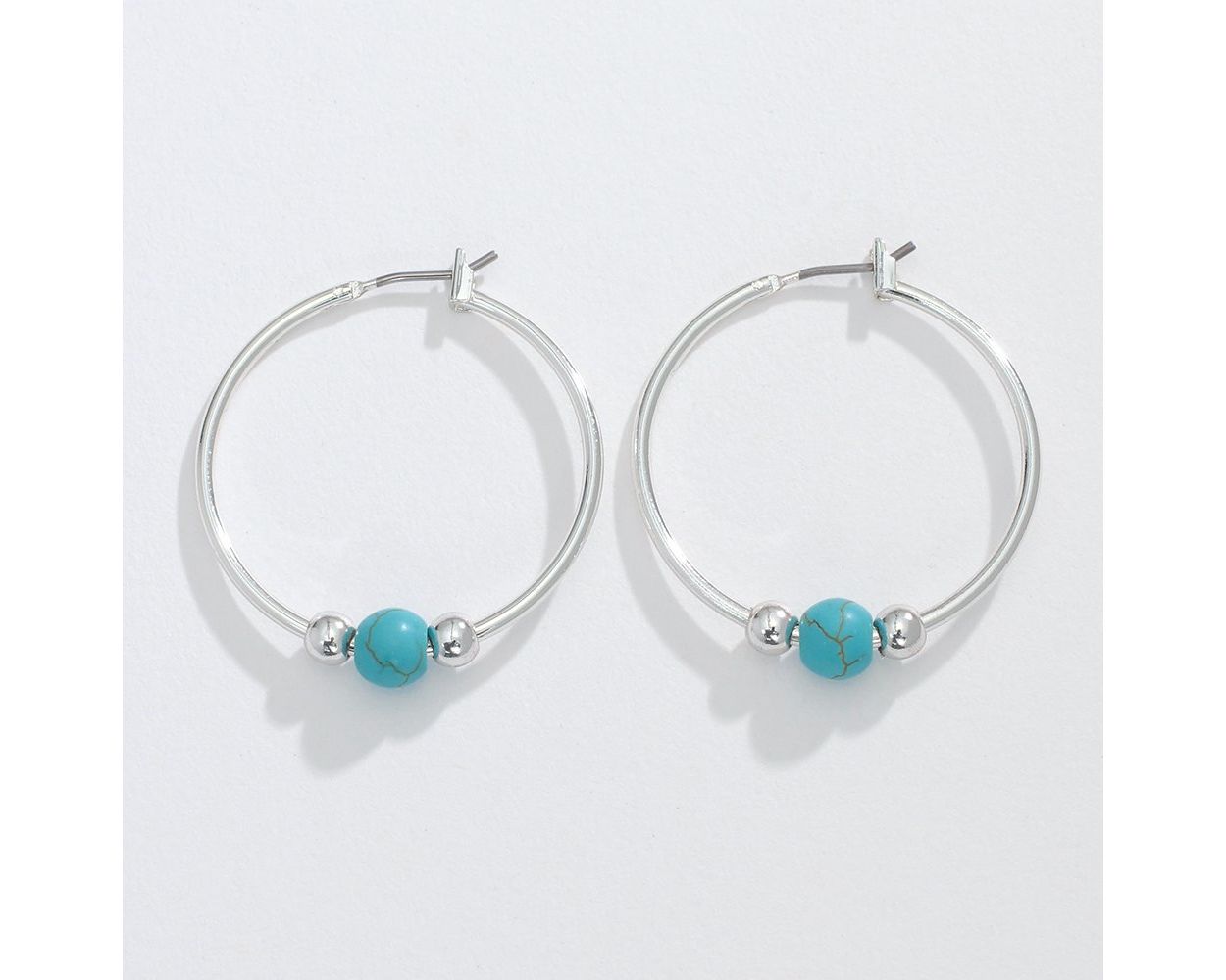 Silver Hoop Turquoise - Earrings - Mellow Monkey