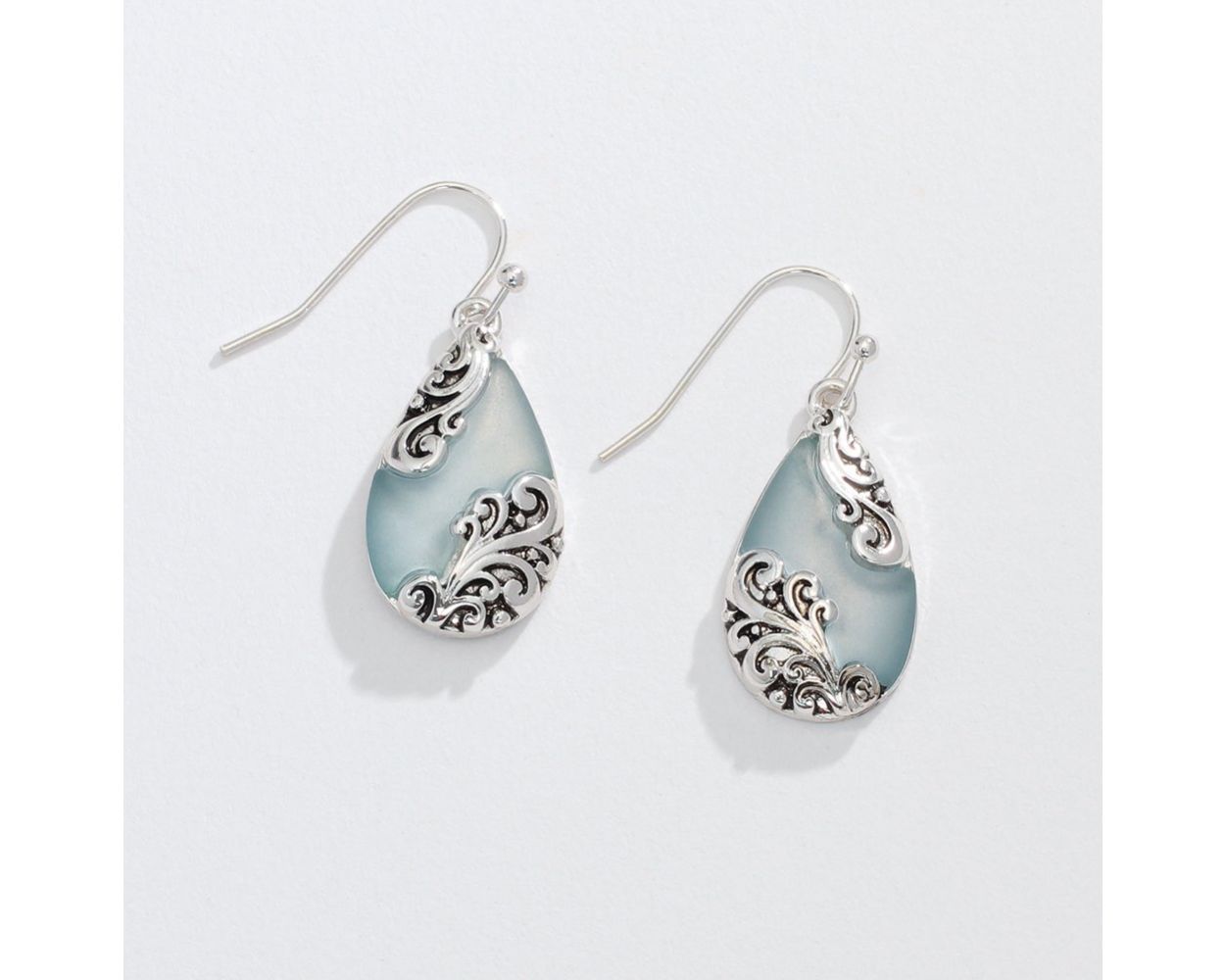 Blue Drop with Silver Filigree - Earrings - Mellow Monkey