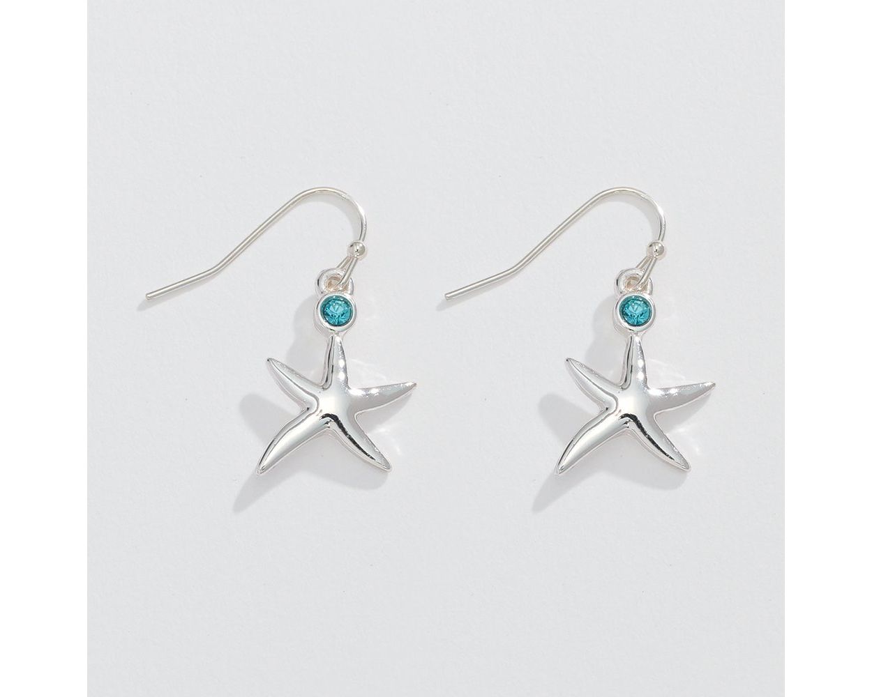 Silver Starfish with Crystals - Earrings - Mellow Monkey