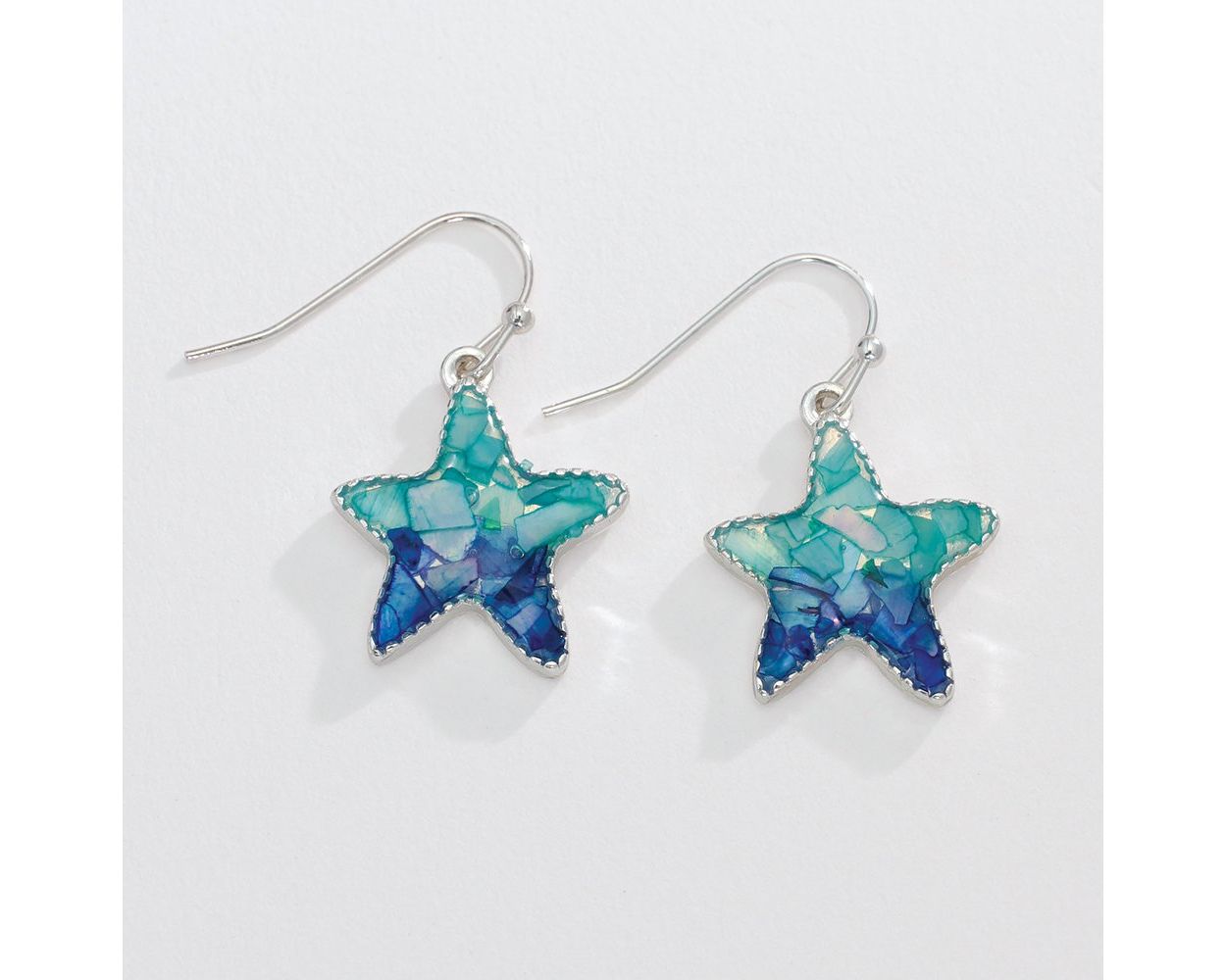 Silver Starfish with Glitter - Earrings - Mellow Monkey