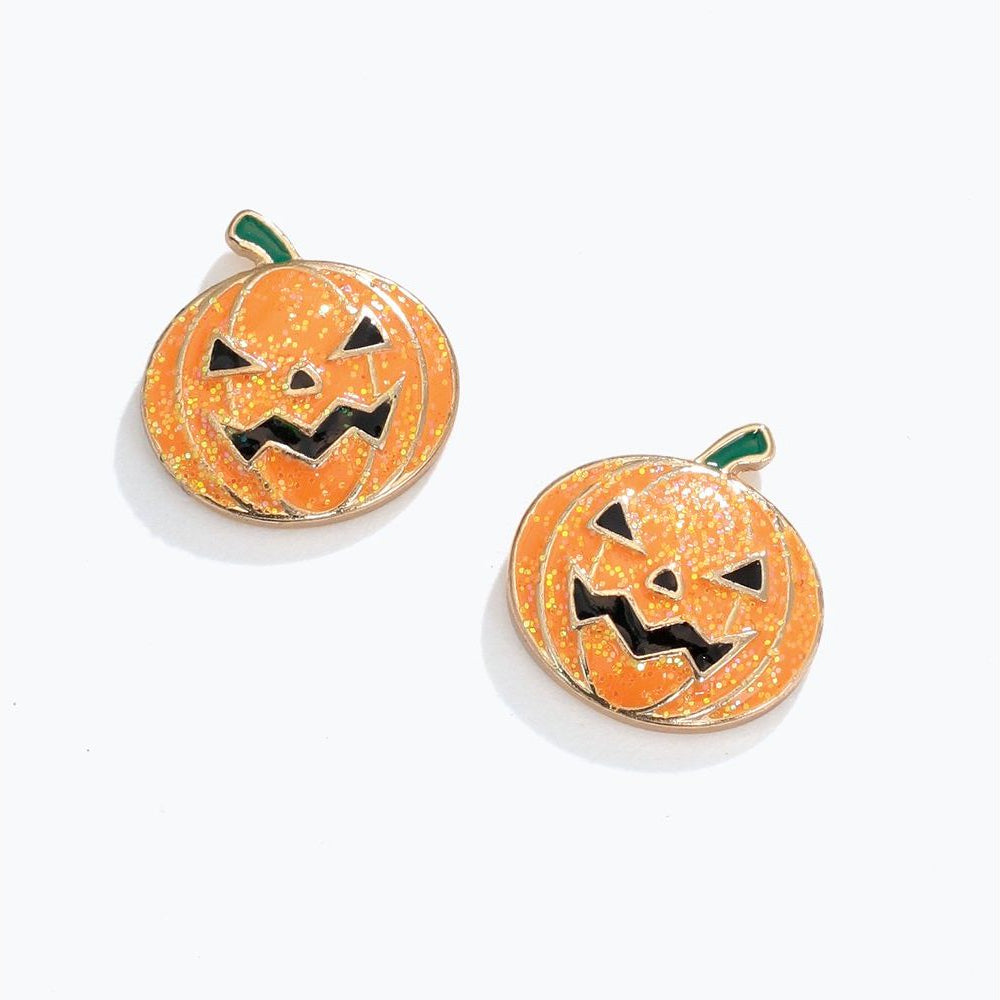 Earrings - Glitter Halloween Pumpkin - Mellow Monkey