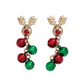 Gold Rudolph with Holiday Bells Holiday Earrings