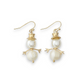Gold Accent Pearl Snowmen Holiday Earrings