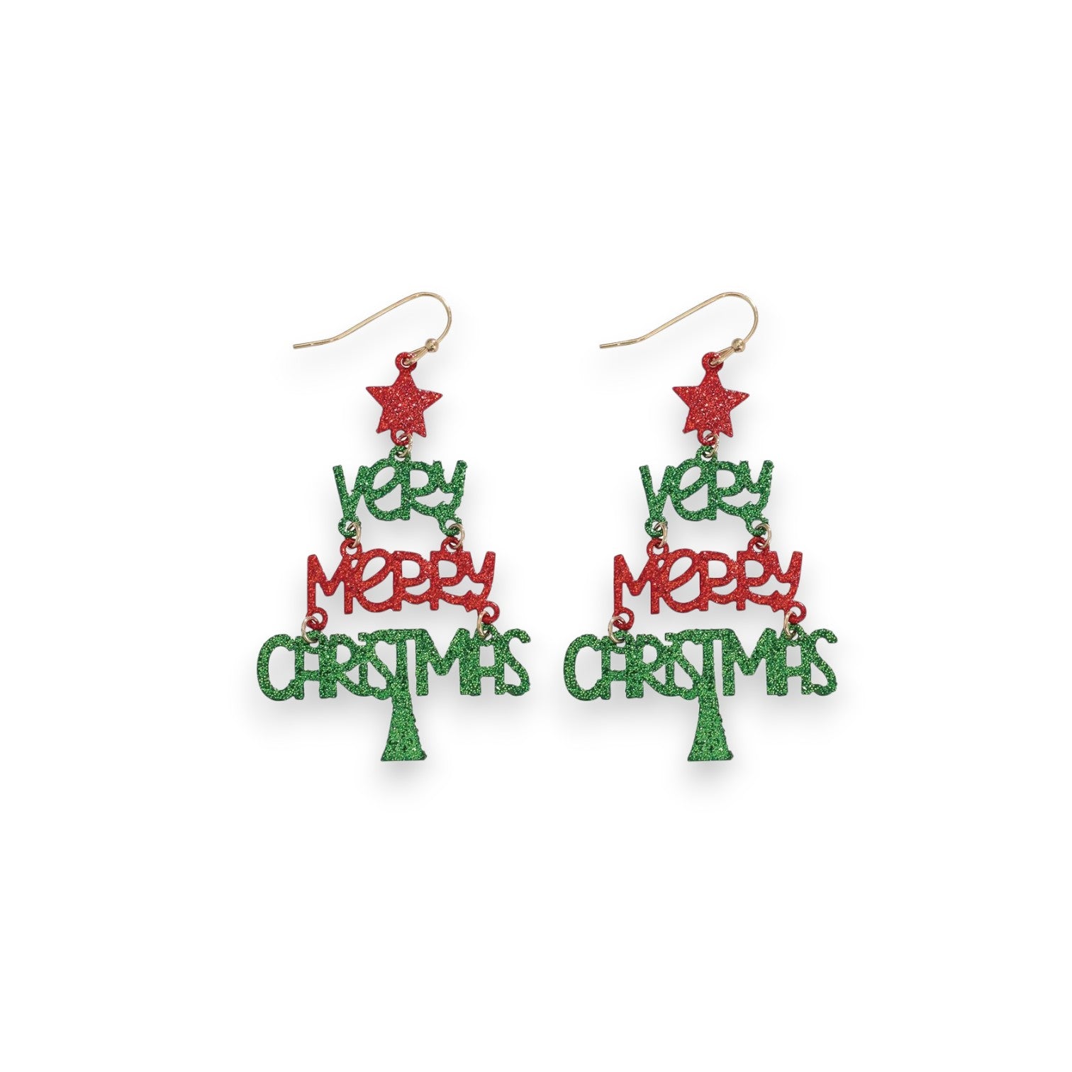 Very Merry Glitter Christmas Tree Holiday Earrings - Mellow Monkey