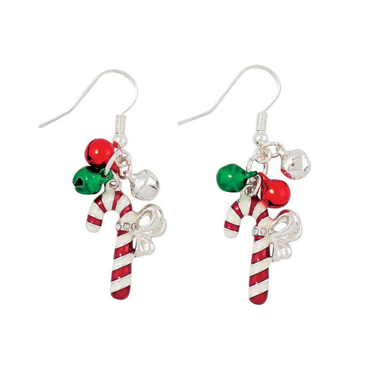 Earrings - Candy Canes with Jingles - Mellow Monkey