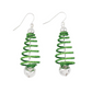 Green Glitter Spring Christmas Tree Holiday Earrings