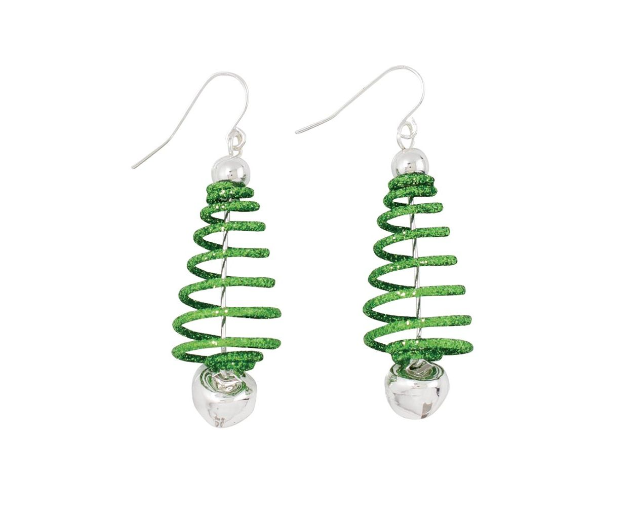 Green Glitter Spring Christmas Tree Holiday Earrings - Mellow Monkey