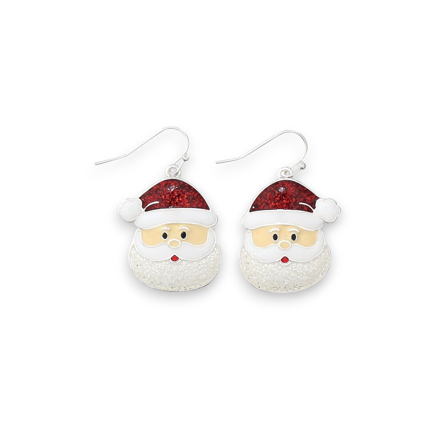 Jolly Santas With Glitter Enamel Holiday Earrings - Mellow Monkey