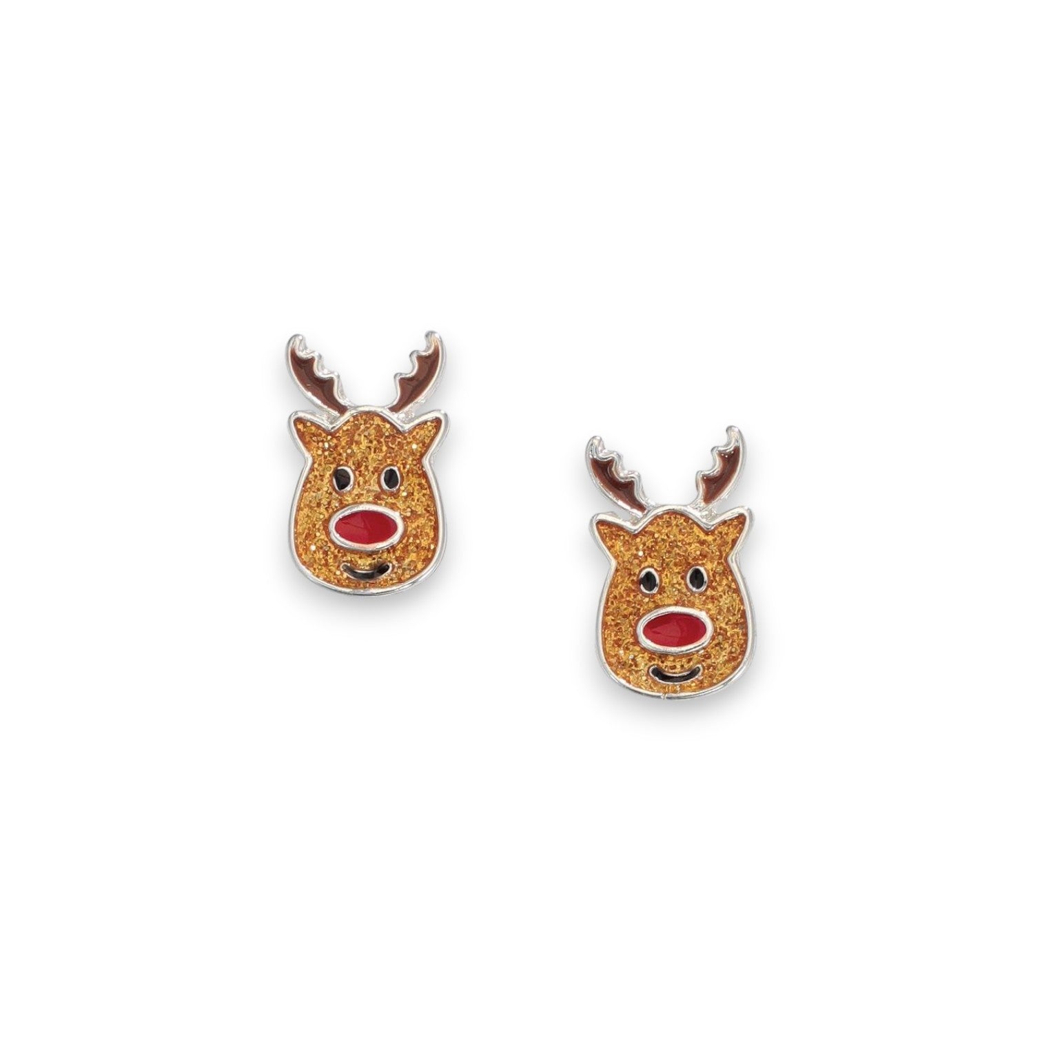 Happy Glitter Rudolph Reindeer Holiday Earrings - Mellow Monkey