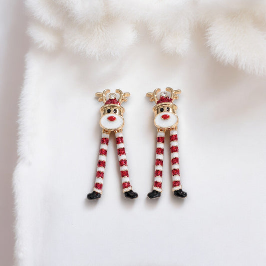 Dancing Glitter Enamel Rudolphs With Crystal Holiday Earrings