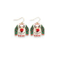 Rudolph Ugly Sweater With Red Crystals And Pom Poms Holiday Earrings