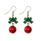 Green Glitter Bow and Ornament Holiday Earrings