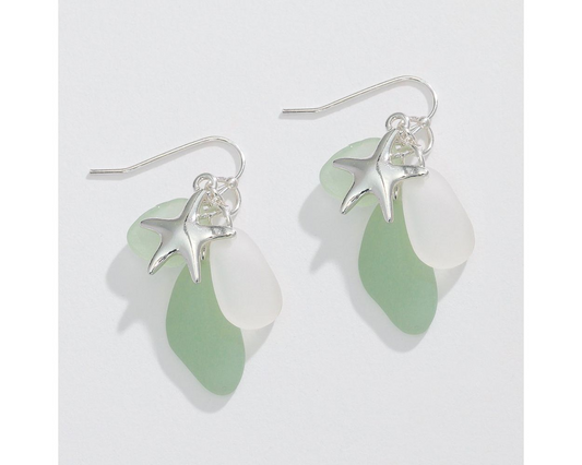 Starfish with Sea Glass - Earrings - Mellow Monkey