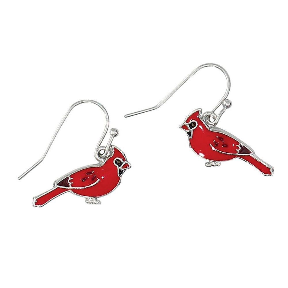 Earrings - red enamel cardinals - Mellow Monkey