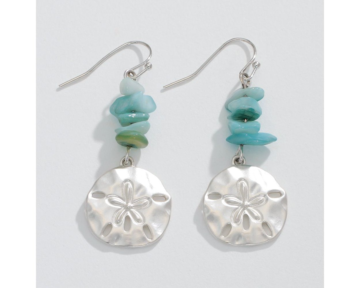 Silver Sand Dollars with Shell - Earrings - Mellow Monkey