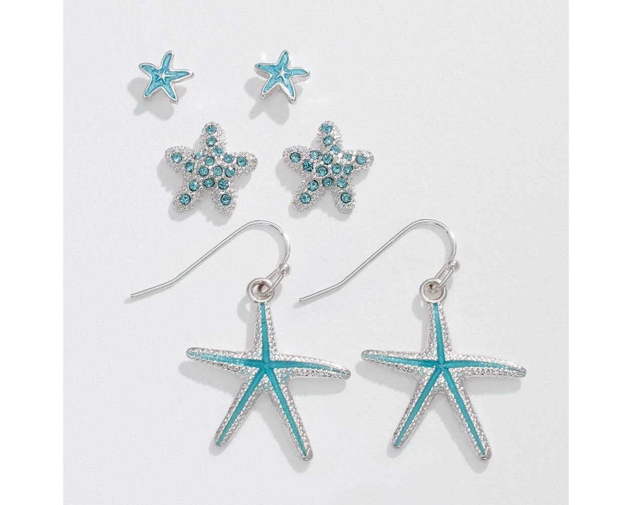 Blue Starfish Trio - Earrings - Mellow Monkey