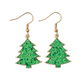 Green Sequin Christmas Tree Holiday Earrings - Mellow Monkey