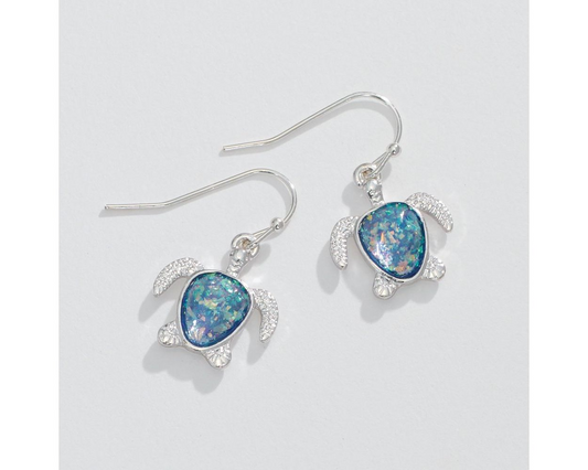 Blue Glitter Turtles - Earrings - Mellow Monkey