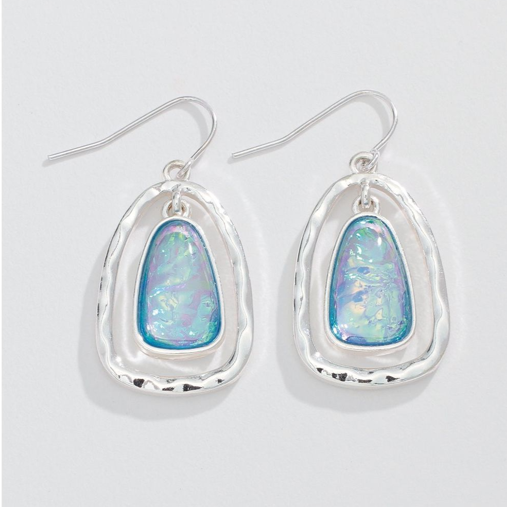 Opalescent with Hammered Silver- Earrings - Mellow Monkey