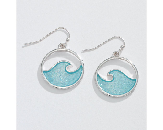 Aqua Glitter Waves - Earrings - Mellow Monkey