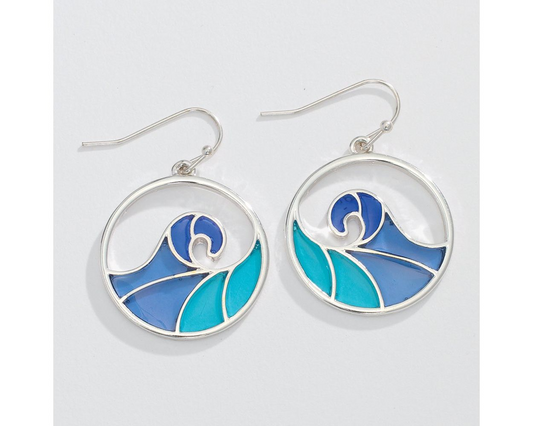 Blue Resin Waves - Earrings - Mellow Monkey