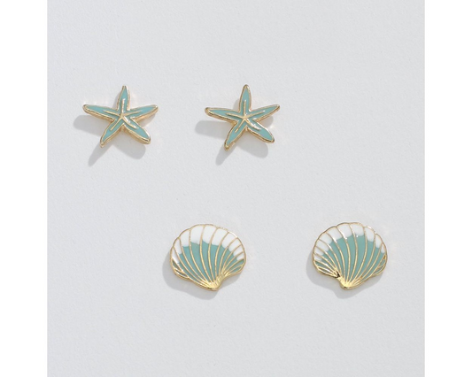 Starfish & Scallop Duo - Earrings - Mellow Monkey